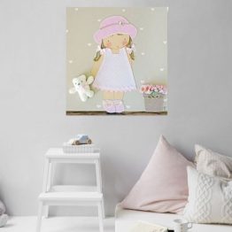 Cuadro infantil personalizado para habitación de niña con Nombre con Pamela en color Rosa