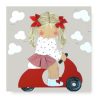 Cuadro Infantil niña vespa con nombre blaucasa