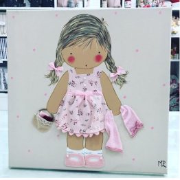 cuadro infantil nina con nombre rosa cesto toalla min