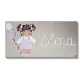 cuadro infantil niña con nombre personalizado y original globos