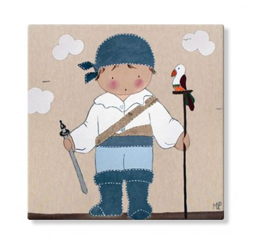 cuadros infantiles niño pirata loro pintura personalizado con nombre espada