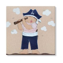 cuadros infantiles niño pirata loro pintura personalizado con nombre gorro telescopio