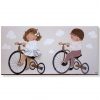 cuadro infantil hermanos bicicleta riginales con nombre en Bicicleta personalizados con nombre artesanales lienzos decoracion regalos bebes niños niñas