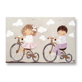 cuadro infantil hermanos bicicletapersonalizados con nombre artesanales lienzos decoracion regalos bebes niños niñas blaucasa hermanos bicicleta