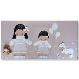 cuadros infantiles personalizados con nombre artesanales lienzos decoracion regalos bebes niños niñas blaucasa hermanos