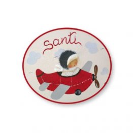 placas para puertas infantiles personalizadas con nombre bebe decorativa artesanal nina nino regalos originales avion