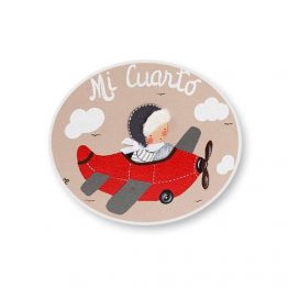 placas para puertas infantiles personalizadas con nombre bebe decorativa artesanal nina nino regalos originales avion