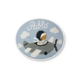 placas para puertas infantiles personalizadas con nombre bebe decorativa artesanal nina nino regalos originales avion