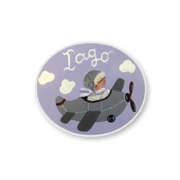 placas para puertas infantiles personalizadas con nombre bebe decorativa artesanal nina nino regalos originales avion