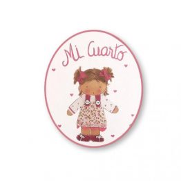 placas para puertas infantiles personalizadas con nombre bebe decorativa artesanal nina nino regalos originales niña coletas