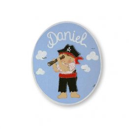 placas para puertas infantiles personalizadas con nombre bebe decorativa artesanal nina nino regalos originales pirata