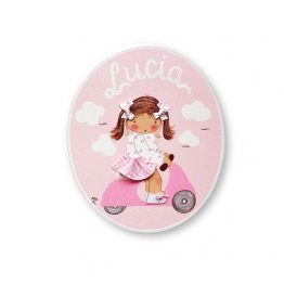 placas para puertas infantiles personalizadas con nombre bebe decorativa artesanal nina nino regalos originales vespa moto