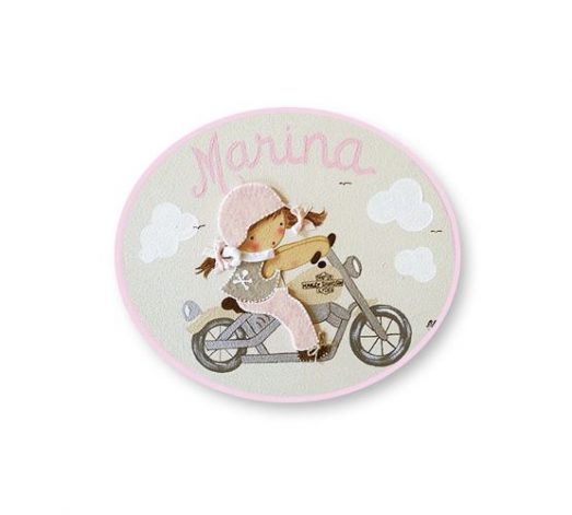 placas para puertas infantiles personalizadas con nombre bebe decorativa artesanal nina nino regalos originales harley moto