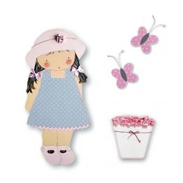 siluetas infantiles de madera personalizadas artesanales para regalos originales niña niño bebe imagenes blaucasa pamela con mariposas