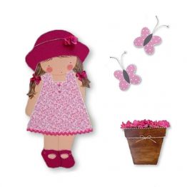 siluetas infantiles de madera personalizadas artesanales para regalos originales niña niño bebe imagenes blaucasa pamela con mariposas