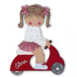 siluetas infantiles de madera personalizadas artesanales para regalos originales niña niño bebe imagenes blaucasal niña vespa rojo
