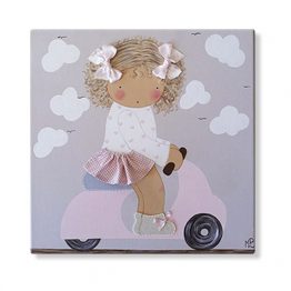 cuadros infantiles personalizados con nombre artesanales lienzos decoracion regalos bebes niños niñas blaucasa vespa moto