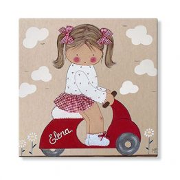 cuadros infantiles personalizados con nombre artesanales lienzos decoracion regalos bebes niños niñas blaucasa vespa moto