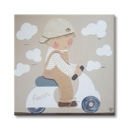 cuadro infantil con nombre niño vespa beige