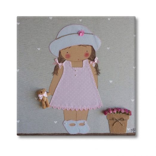 cuadro infantil niña con nombre personalizado y original pamela maceta