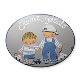 placa puerta infantil hermanos