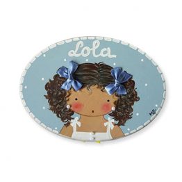 placa para puerta niña azul con nombre
