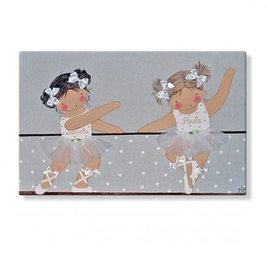 cuadros infantiles personalizados con nombre artesanales lienzos decoracion regalos bebes niños niñas blaucasa bailarina