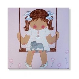 cuadros infantiles personalizados con nombre artesanales lienzos decoracion regalos bebes niños niñas blaucasa columpio