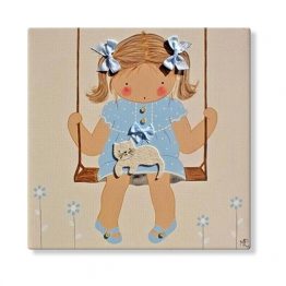 cuadros infantiles personalizados con nombre artesanales lienzos decoracion regalos bebes niños niñas blaucasa columpio