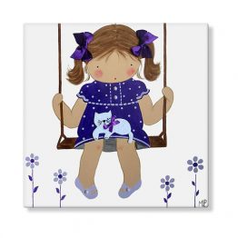 cuadros infantiles personalizados con nombre artesanales lienzos decoracion regalos bebes niños niñas blaucasa columpio
