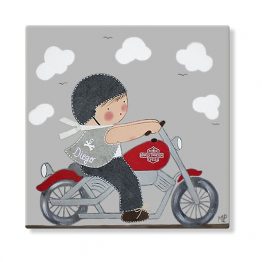 cuadros infantiles personalizados con nombre artesanales lienzos decoracion regalos bebes niños niñas blaucasa moto harley