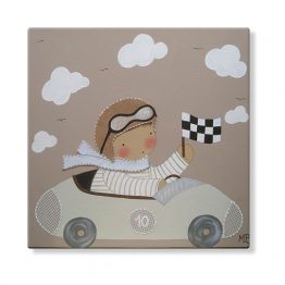cuadros infantiles personalizados con nombre artesanales lienzos decoracion regalos bebes niños niñas blaucasa coche piloto