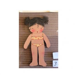 muñecas recortables de madera y disfraz blaucasa biquini