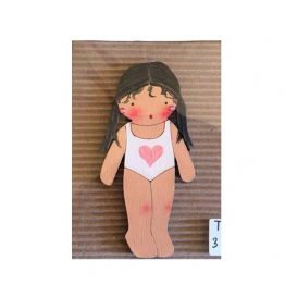 muñecas recortables de madera y disfraz blaucasa bañador
