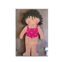 muñecas recortables de madera y disfraz blaucasa bañador
