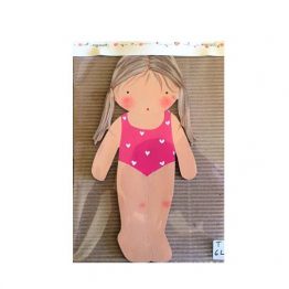 muñecas recortables de madera y disfraz blaucasa bañador