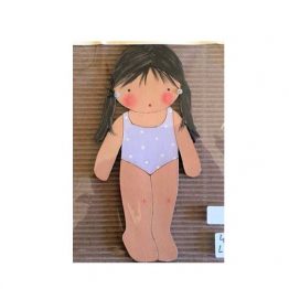 muñecas recortables de madera y disfraz blaucasa bañador