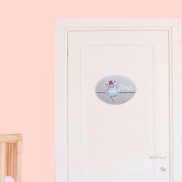 Placa de puerta de habitación infantil de niña con diseño de ballet