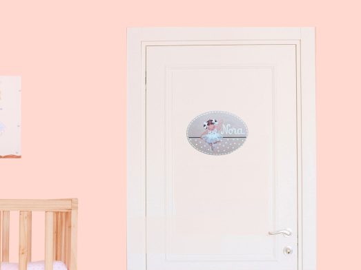 Placa de puerta de habitación infantil de niña con diseño de ballet