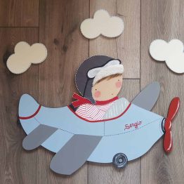 Silueta de Madera Infantil Niño Avion