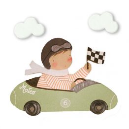 siluetas infantiles de madera personalizadas artesanales para regalos originales niña niño bebe imagenes blaucasa coche piloto de carreras