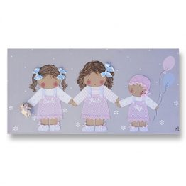 cuadros infantiles personalizados con nombre artesanales lienzos decoracion regalos bebes niños niñas blaucasa hermanos