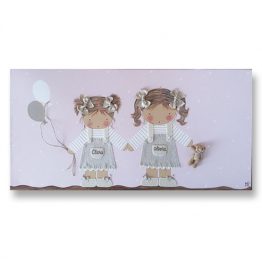 cuadros infantiles personalizados con nombre artesanales lienzos decoracion regalos bebes niños niñas blaucasa hermanos