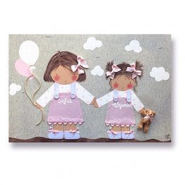 cuadros infantiles personalizados con nombre artesanales lienzos decoracion regalos bebes niños niñas blaucasa hermanos