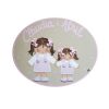 placa para puerta niña con nombre hermanas beige