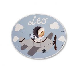 placa para puerta niño avión con nombre