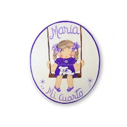 placas para puertas infantiles personalizadas con nombre bebe decorativa artesanal nina nino regalos originales columpio