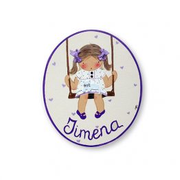 placas para puertas infantiles personalizadas con nombre bebe decorativa artesanal nina nino regalos originales columpio
