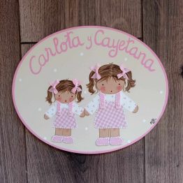 Placa decorativa personalizada para puerta de niña con su nombre