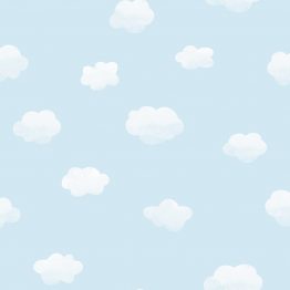 Papel pintado infantil lunas y nubes, azul y gris - HLI Digital